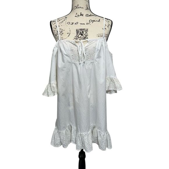 Romeo & Juliet Couture Beach Cotton Crisp Poplin Swim Cover Up, M - Picture 1 of 11